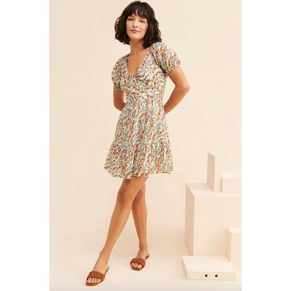 Banjanan Artemis Puff Sleeve Floral Mini Dress Wh… - image 2