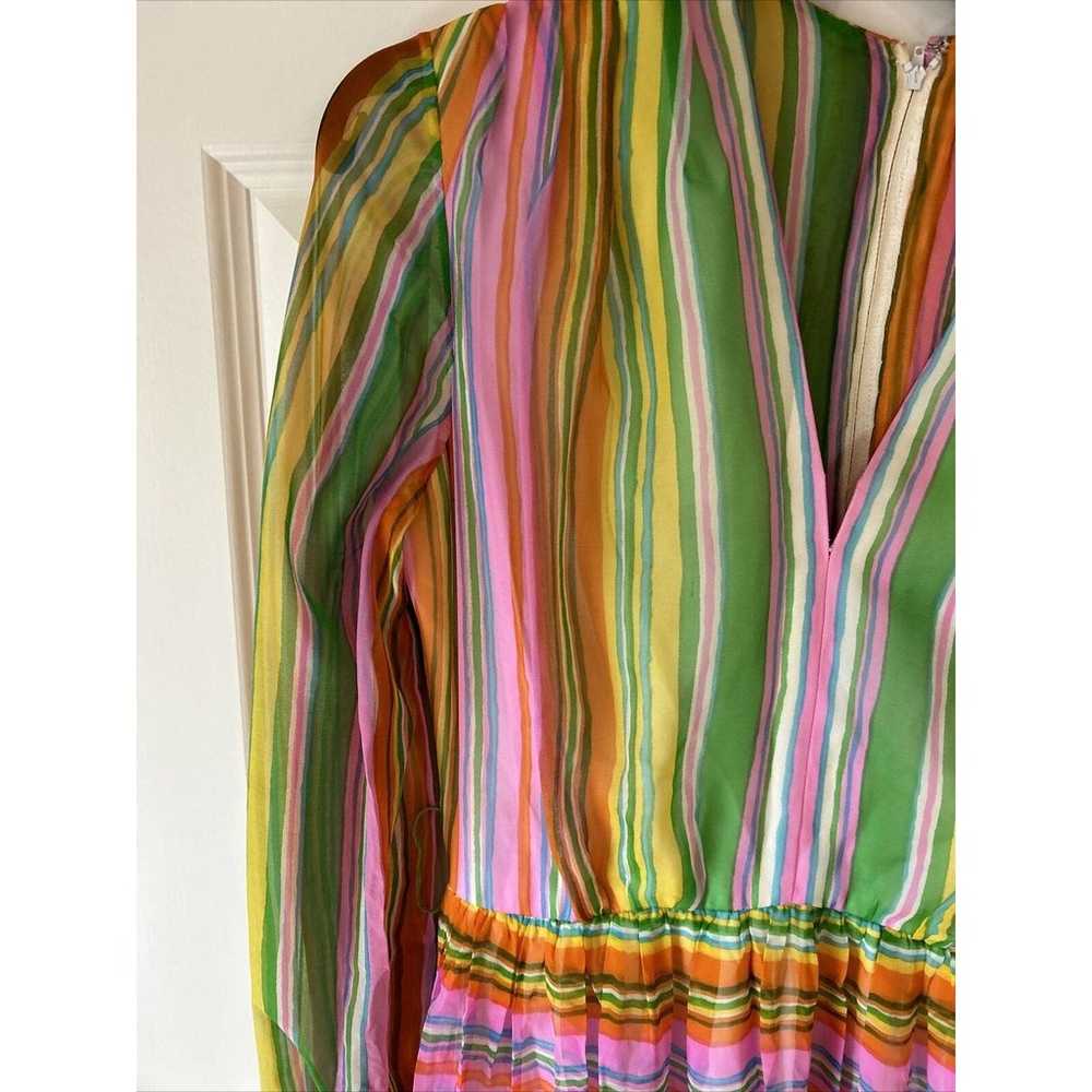 Nat Kaplan Couture Vintage 60s Silk Striped brigh… - image 2