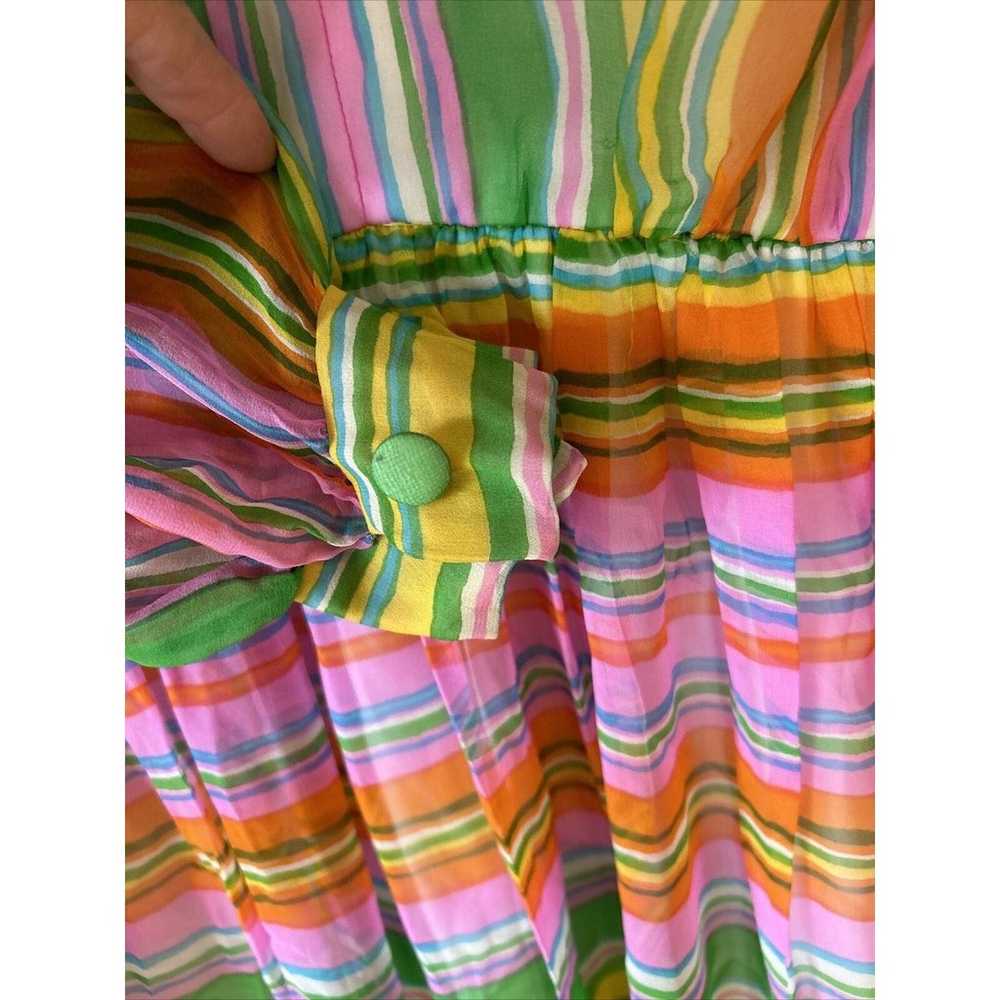 Nat Kaplan Couture Vintage 60s Silk Striped brigh… - image 4