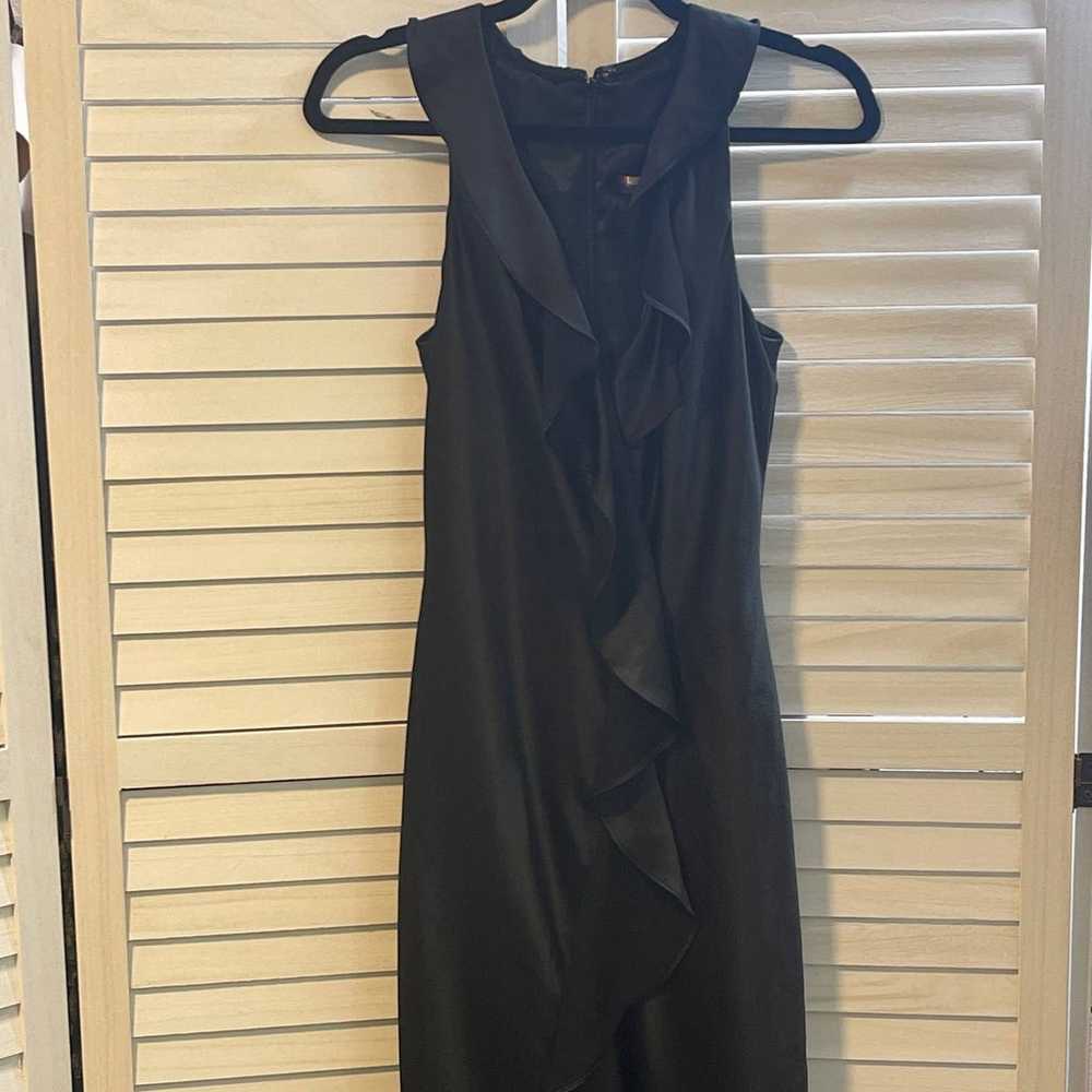 Aidan Mattox Black Vneck Ruffled Front Long Dress… - image 3