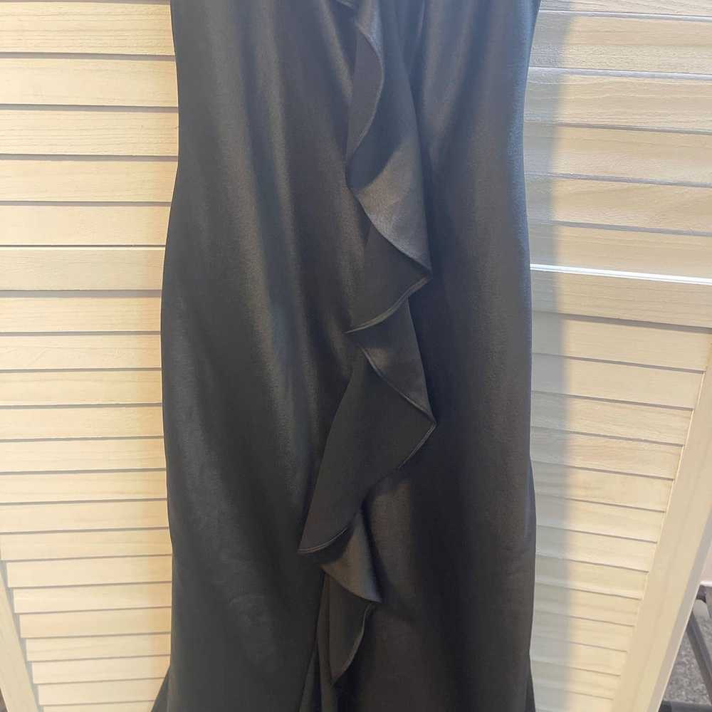 Aidan Mattox Black Vneck Ruffled Front Long Dress… - image 7