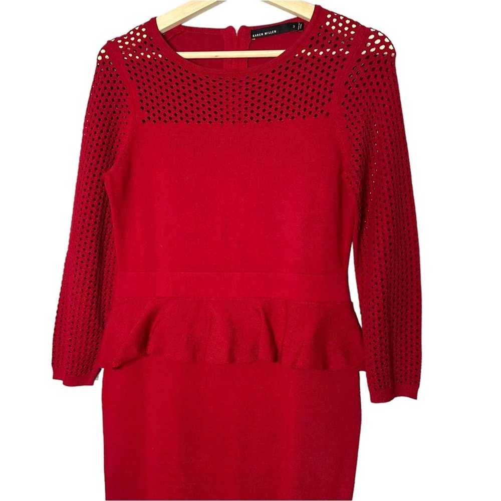 Karen Millen Red Knit Peplum Bodycon Dress - image 10