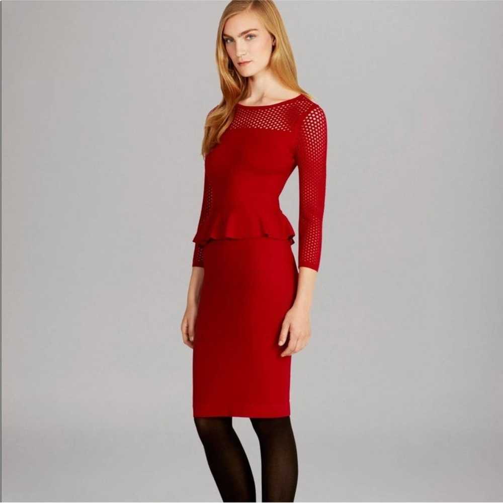 Karen Millen Red Knit Peplum Bodycon Dress - image 5