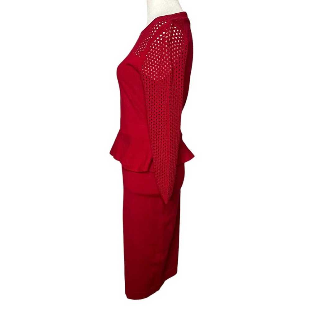 Karen Millen Red Knit Peplum Bodycon Dress - image 6