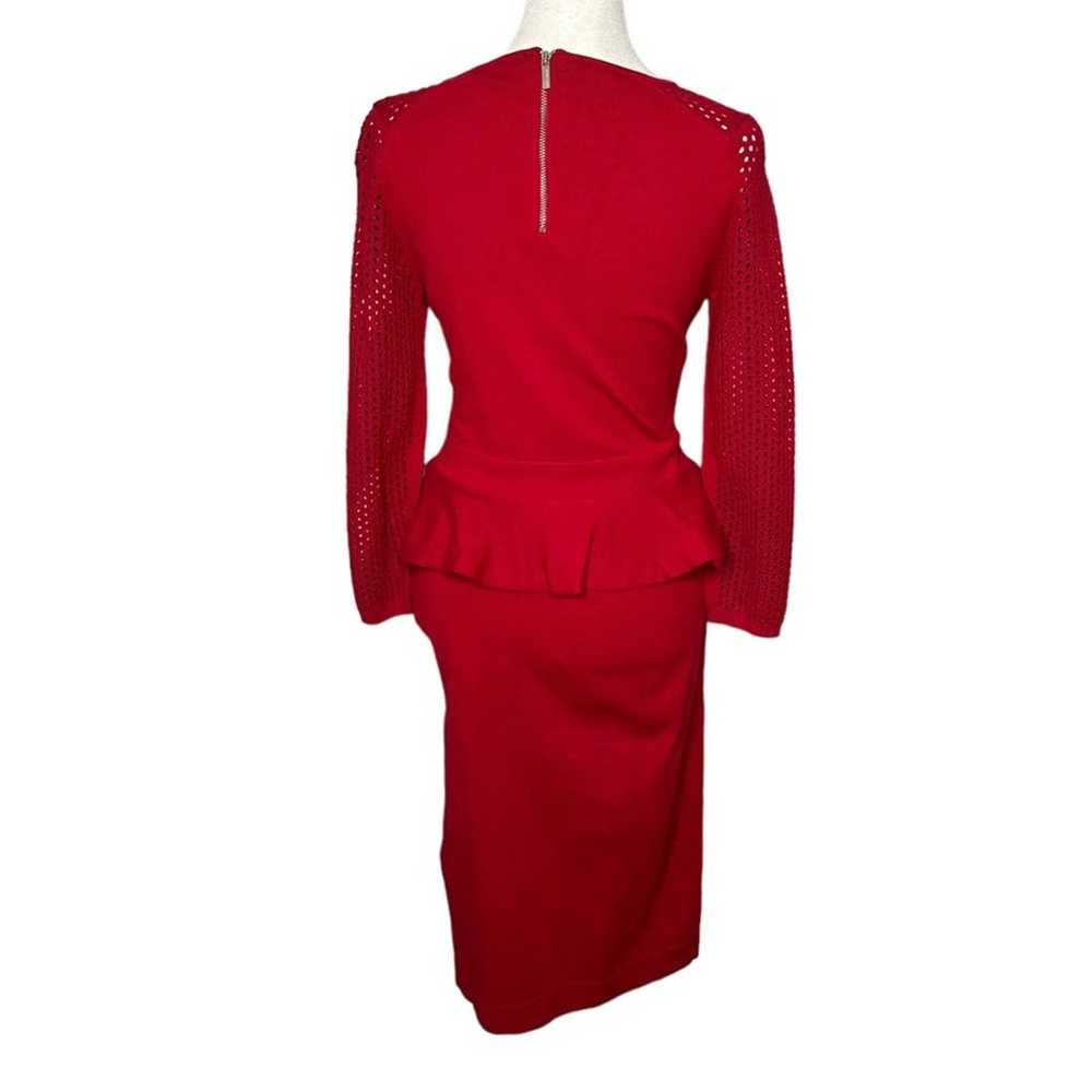 Karen Millen Red Knit Peplum Bodycon Dress - image 7
