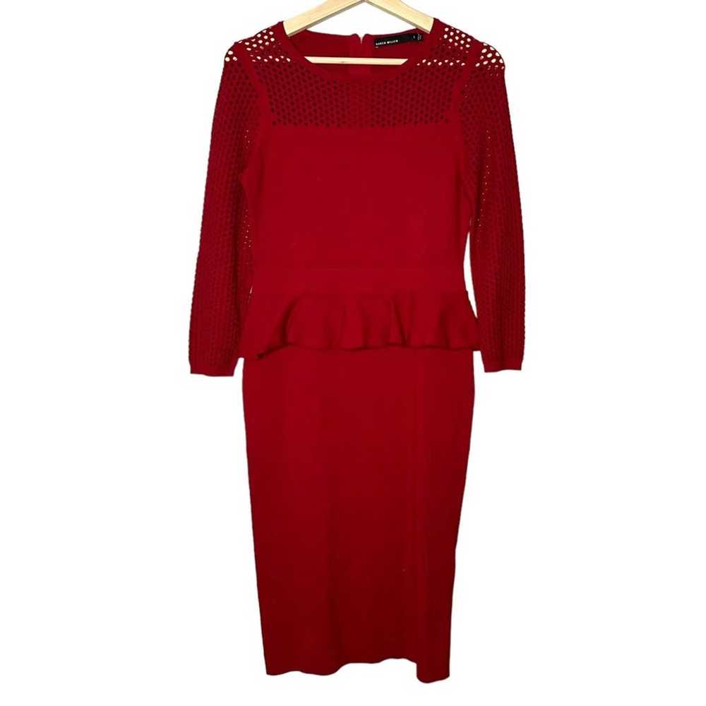 Karen Millen Red Knit Peplum Bodycon Dress - image 9