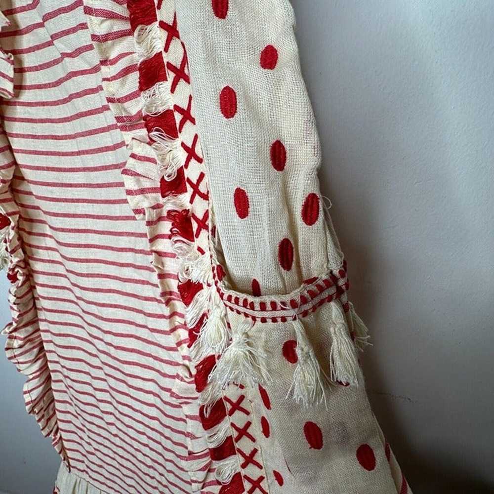 DODO BAR OR Tan & Red Striped Polka Dot Ruffled M… - image 9