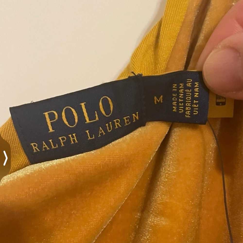 Polo Ralph Lauren One-Shoulder Velvet Gold Stretc… - image 7