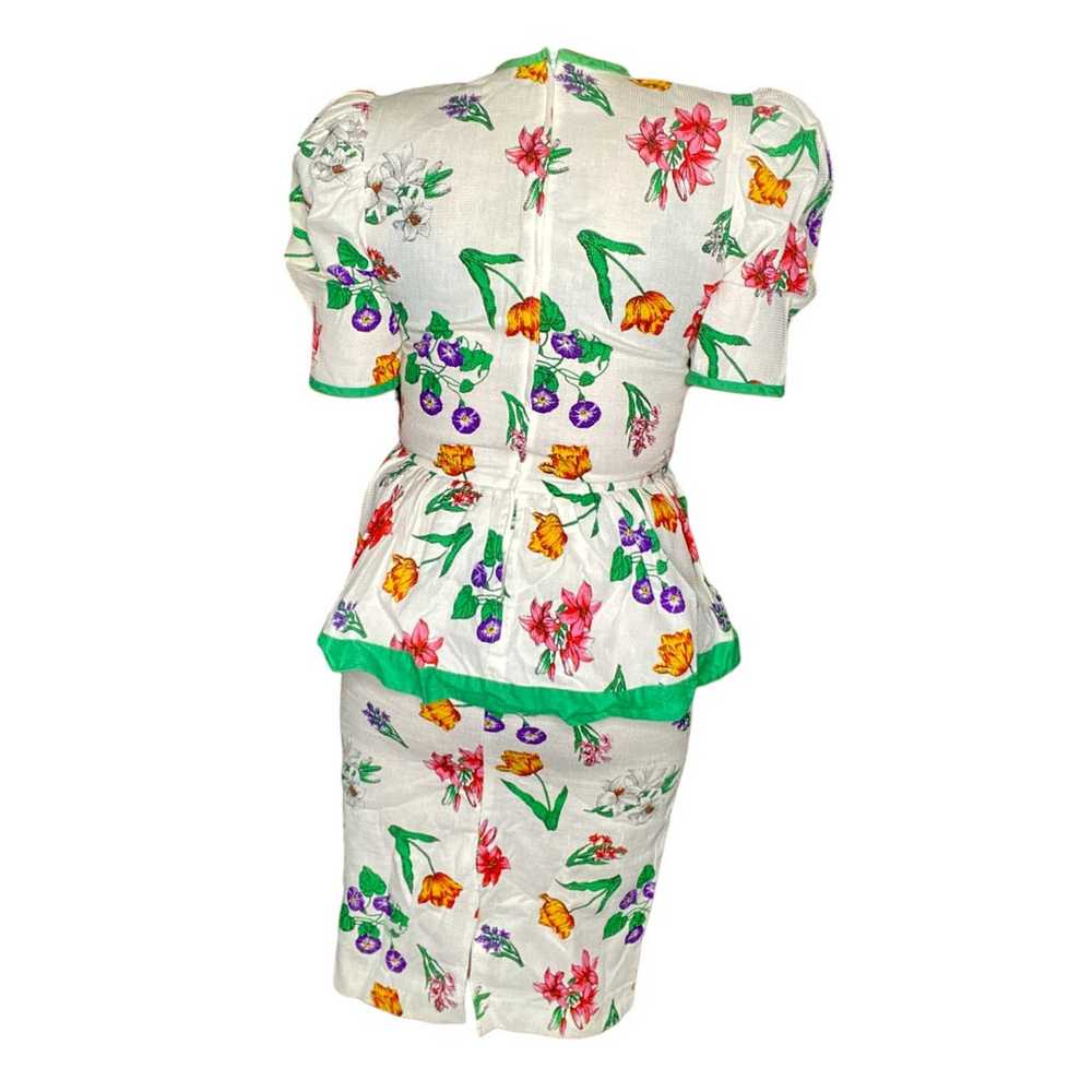 80's Vintage Floral Midi Dress size 10 Puff Sleev… - image 3