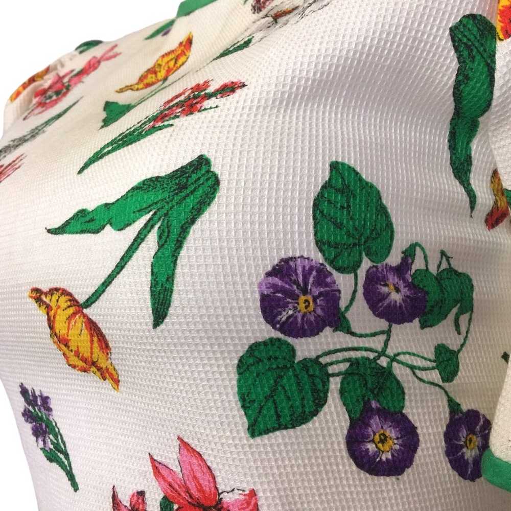 80's Vintage Floral Midi Dress size 10 Puff Sleev… - image 4