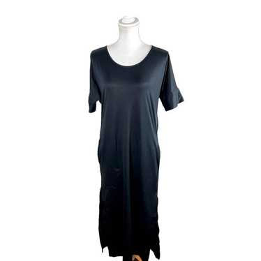 LEMAIRE black Sheath T Shirt Dress with Pockets