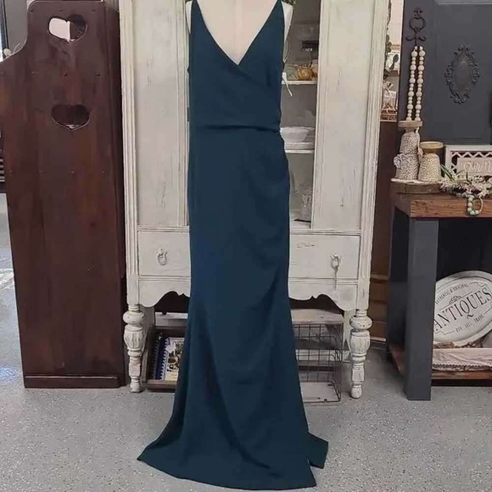 Women's Green Ruched Floor Length Jordan Gown Siz… - image 1