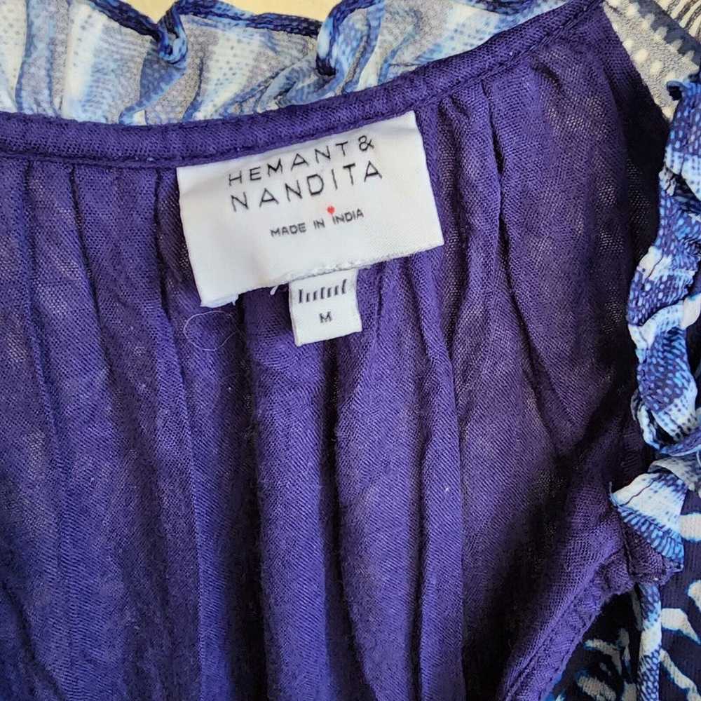 $409 Hemant & Nandita Women's Blue Wht Embroidere… - image 9