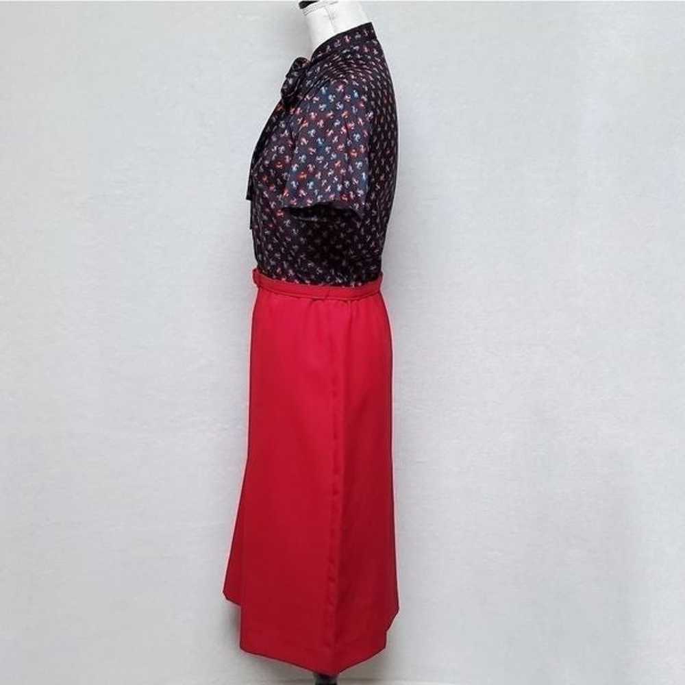Vintage 1970s Lady Carol Red Paisley Bow Tie Shif… - image 5