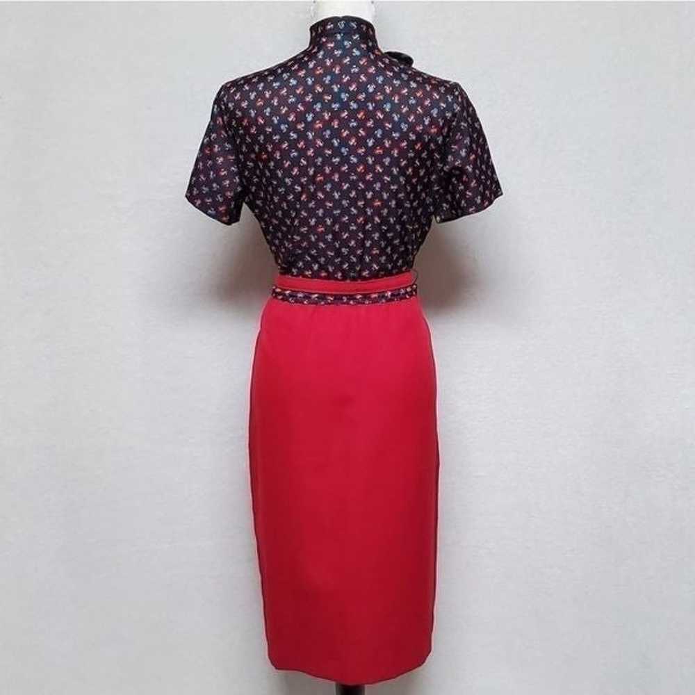 Vintage 1970s Lady Carol Red Paisley Bow Tie Shif… - image 6