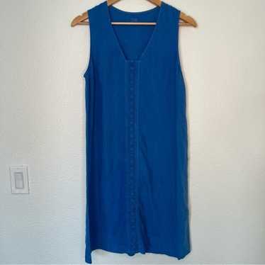 120% Lino sleeveless dress blue