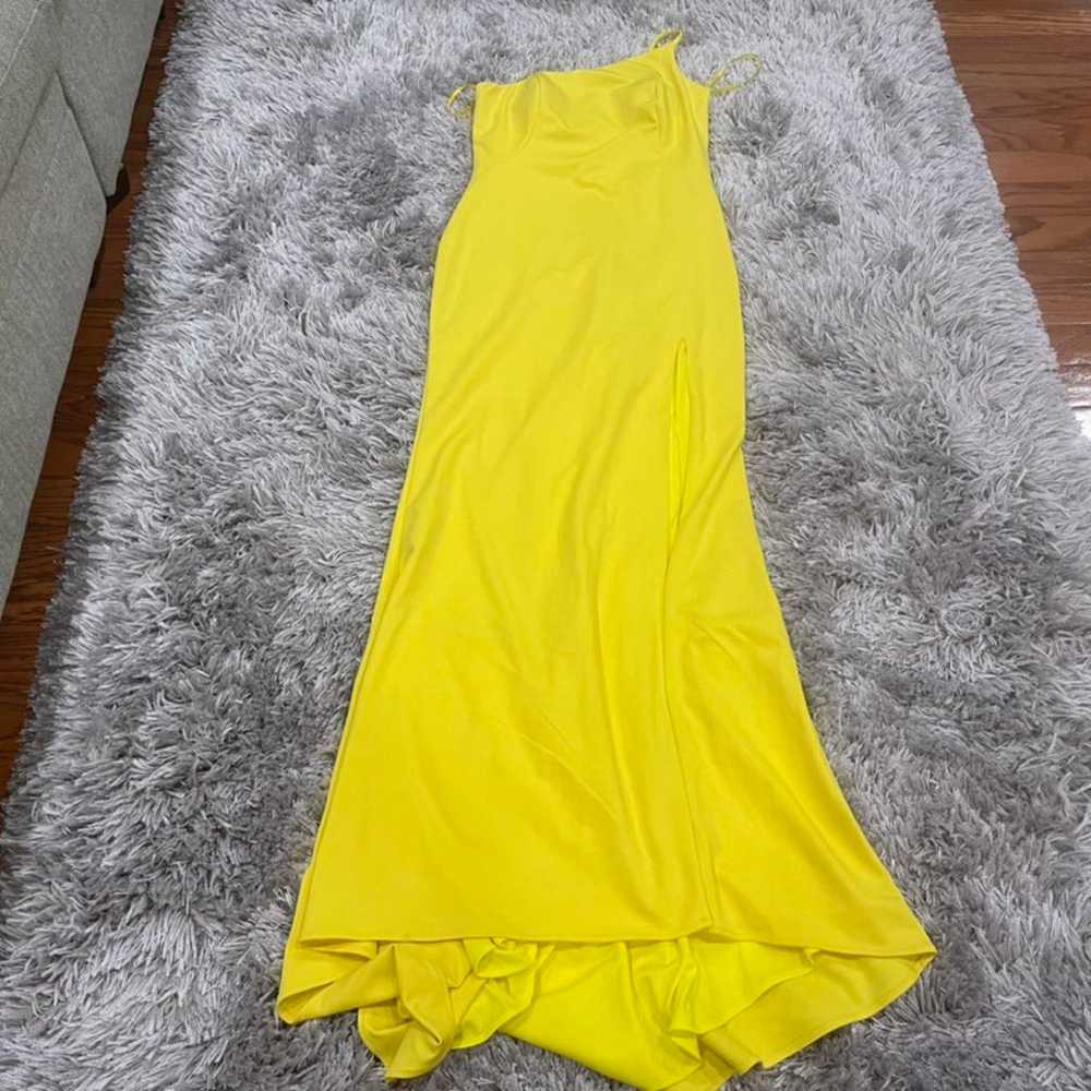 La Femme 28176 Yellow One Sleeve Gown 12 - image 2
