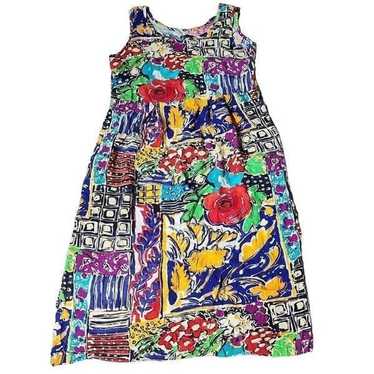 Vintage jams world floral bright abstract tank dr… - image 1