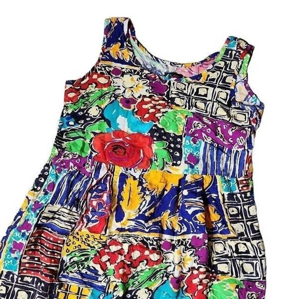 Vintage jams world floral bright abstract tank dr… - image 7
