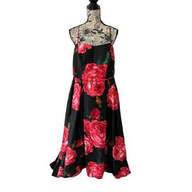 CAMILLE LA VIE Floral Black Rose Gown Sz 14W - image 1