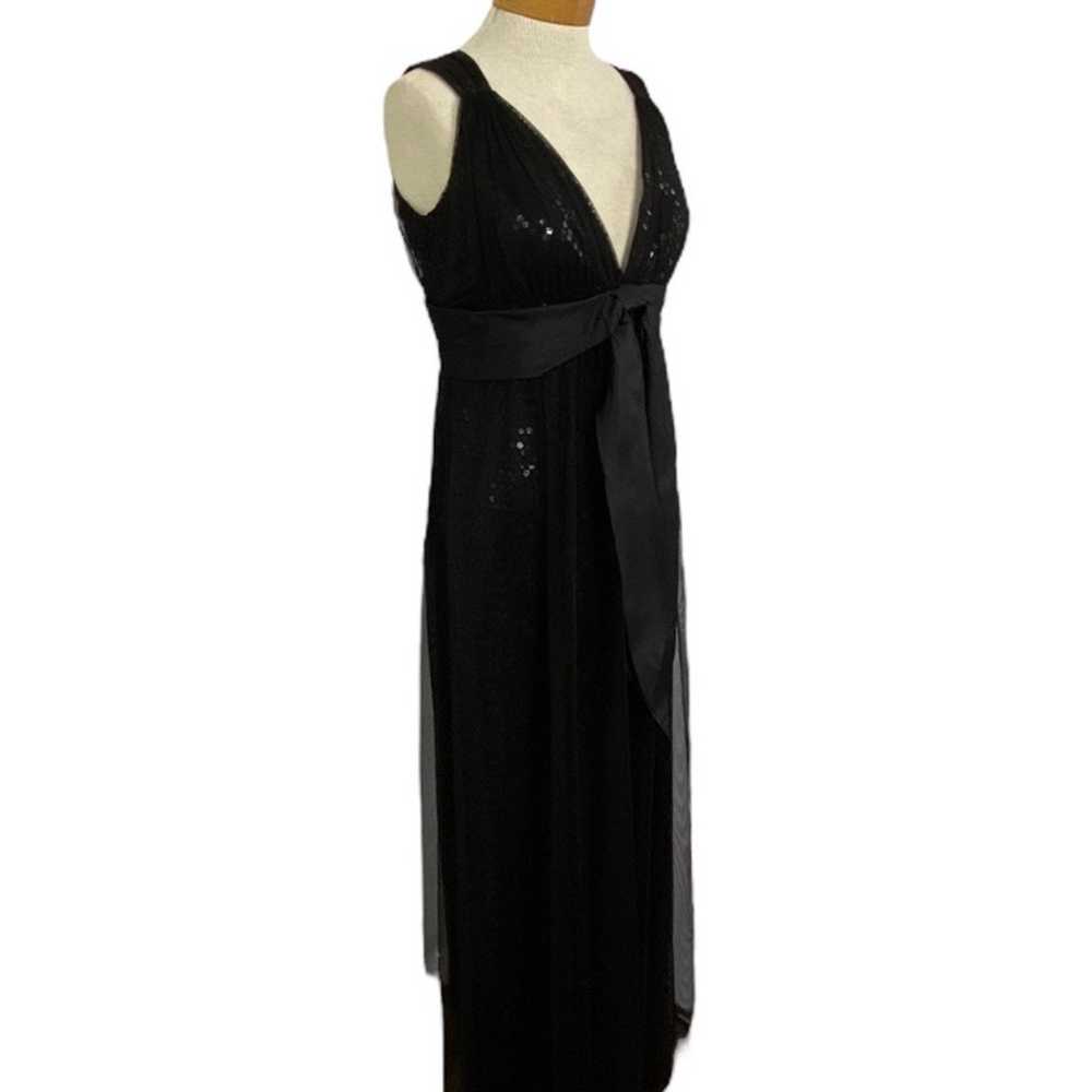 Kay Unger Dres 12 Black Formal Sequin Bow Sleevel… - image 1