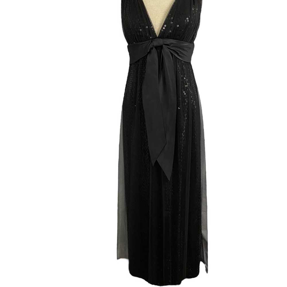 Kay Unger Dres 12 Black Formal Sequin Bow Sleevel… - image 3