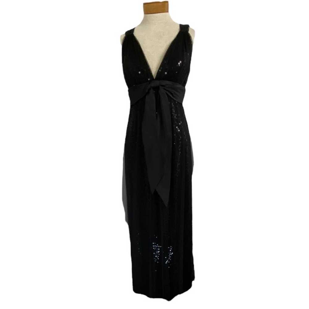 Kay Unger Dres 12 Black Formal Sequin Bow Sleevel… - image 4