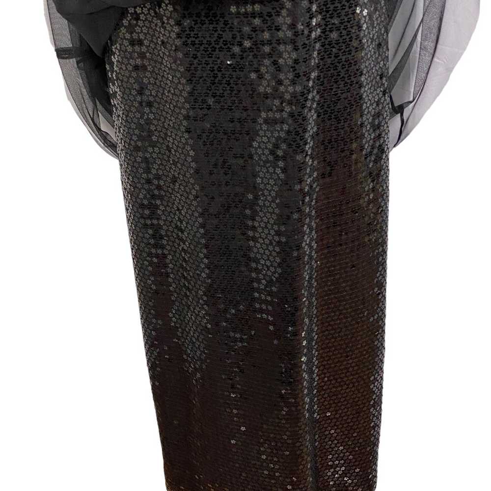 Kay Unger Dres 12 Black Formal Sequin Bow Sleevel… - image 7