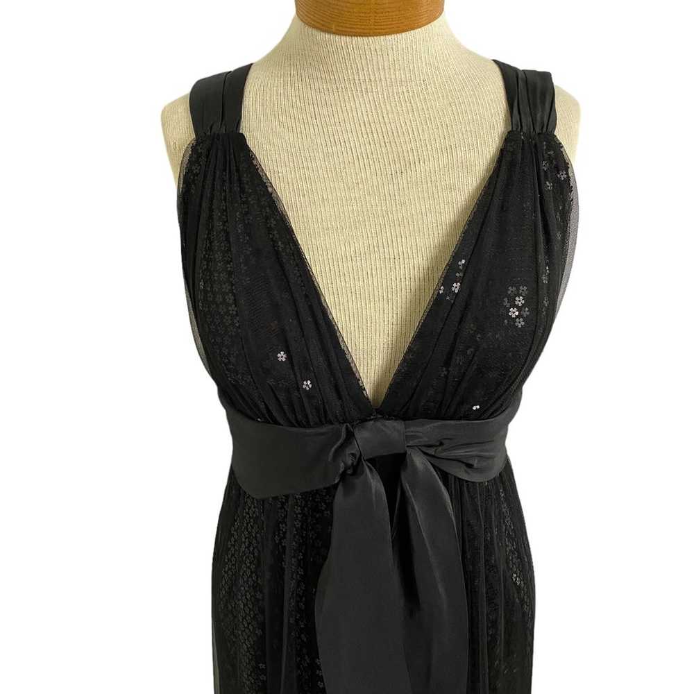 Kay Unger Dres 12 Black Formal Sequin Bow Sleevel… - image 9