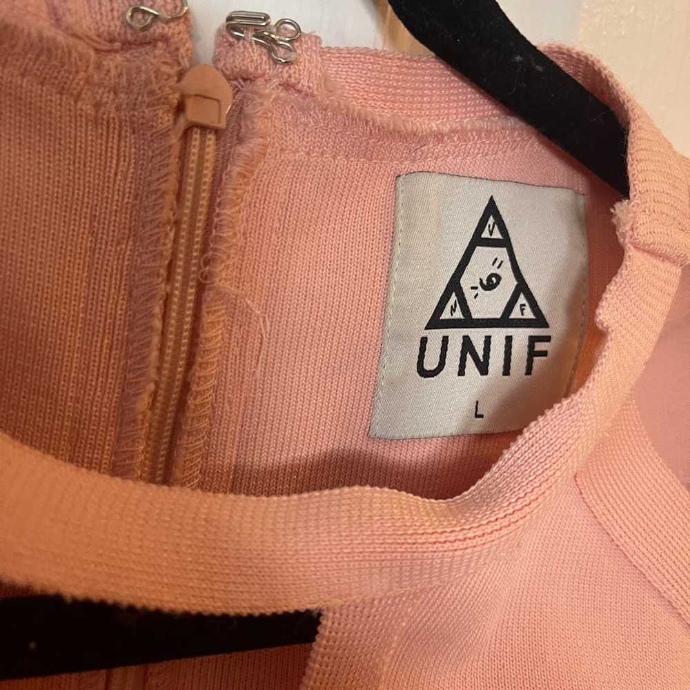 Vintage UNIF pink “godspeed” bodycon dress - RARE - image 3