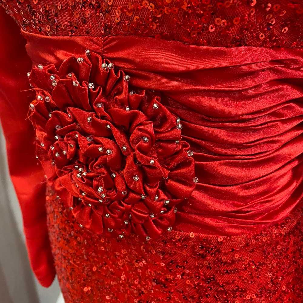 Red Sequin Long Sleeve Dress - image 4