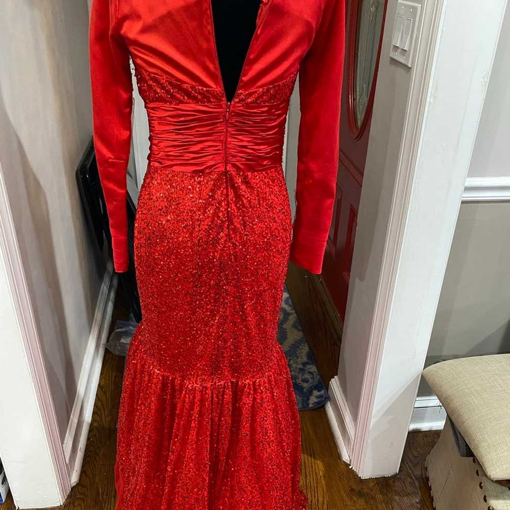 Red Sequin Long Sleeve Dress - image 5
