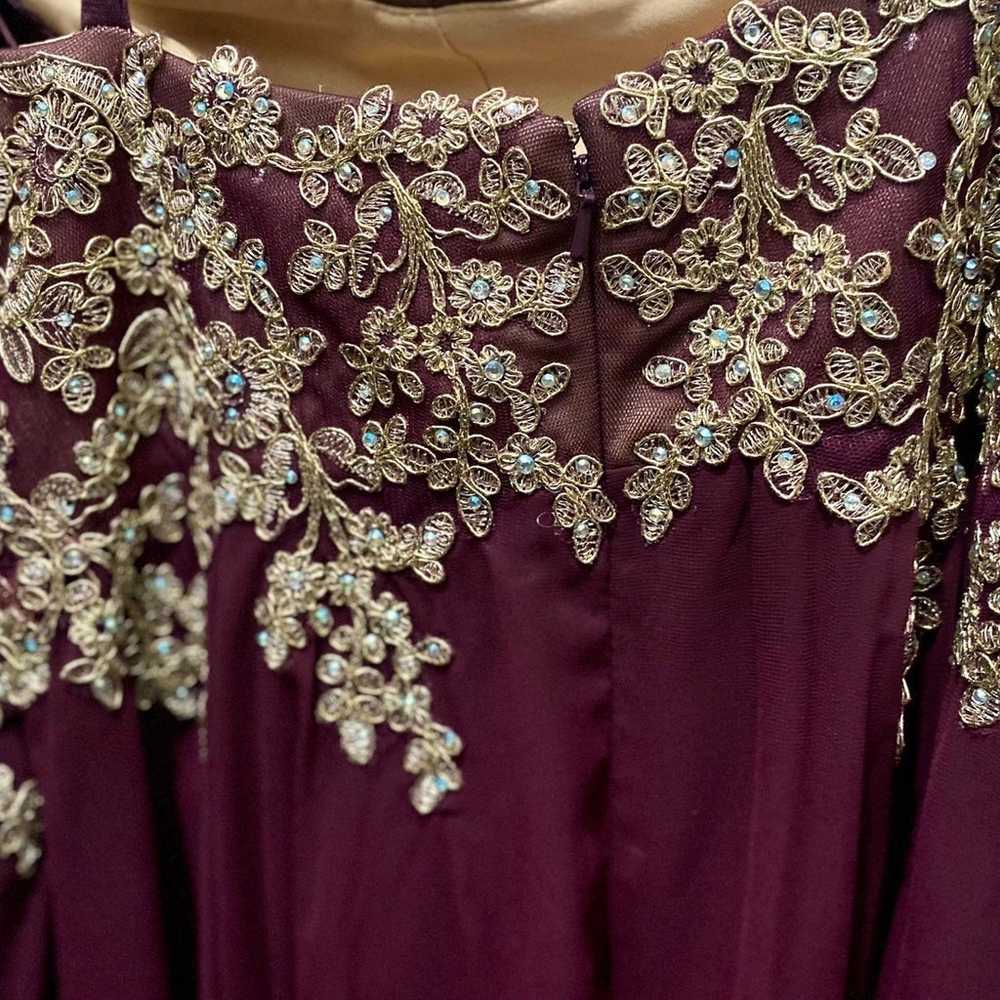 David’s Bridal Burgundy Dress and Shawl - image 2