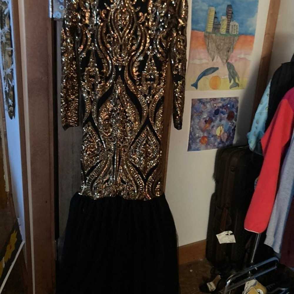 Black & Gold Custom Prom Formal Dress - image 4