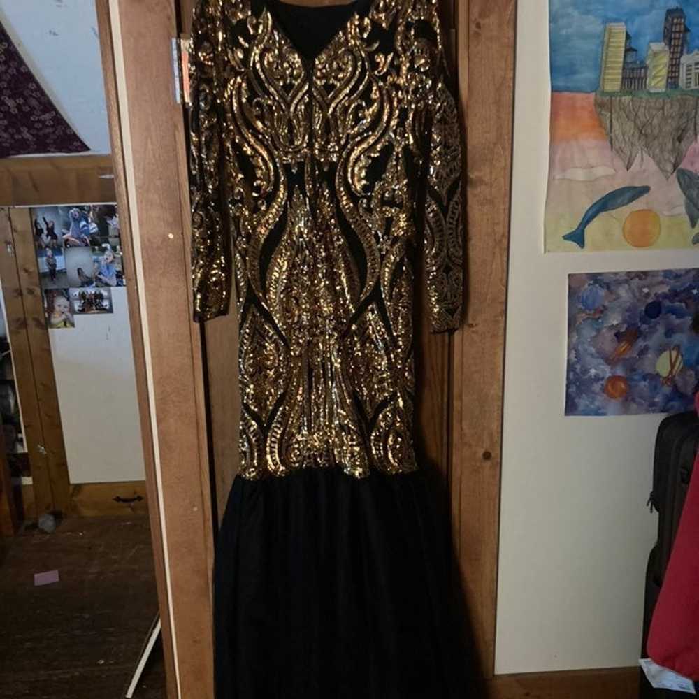 Black & Gold Custom Prom Formal Dress - image 5