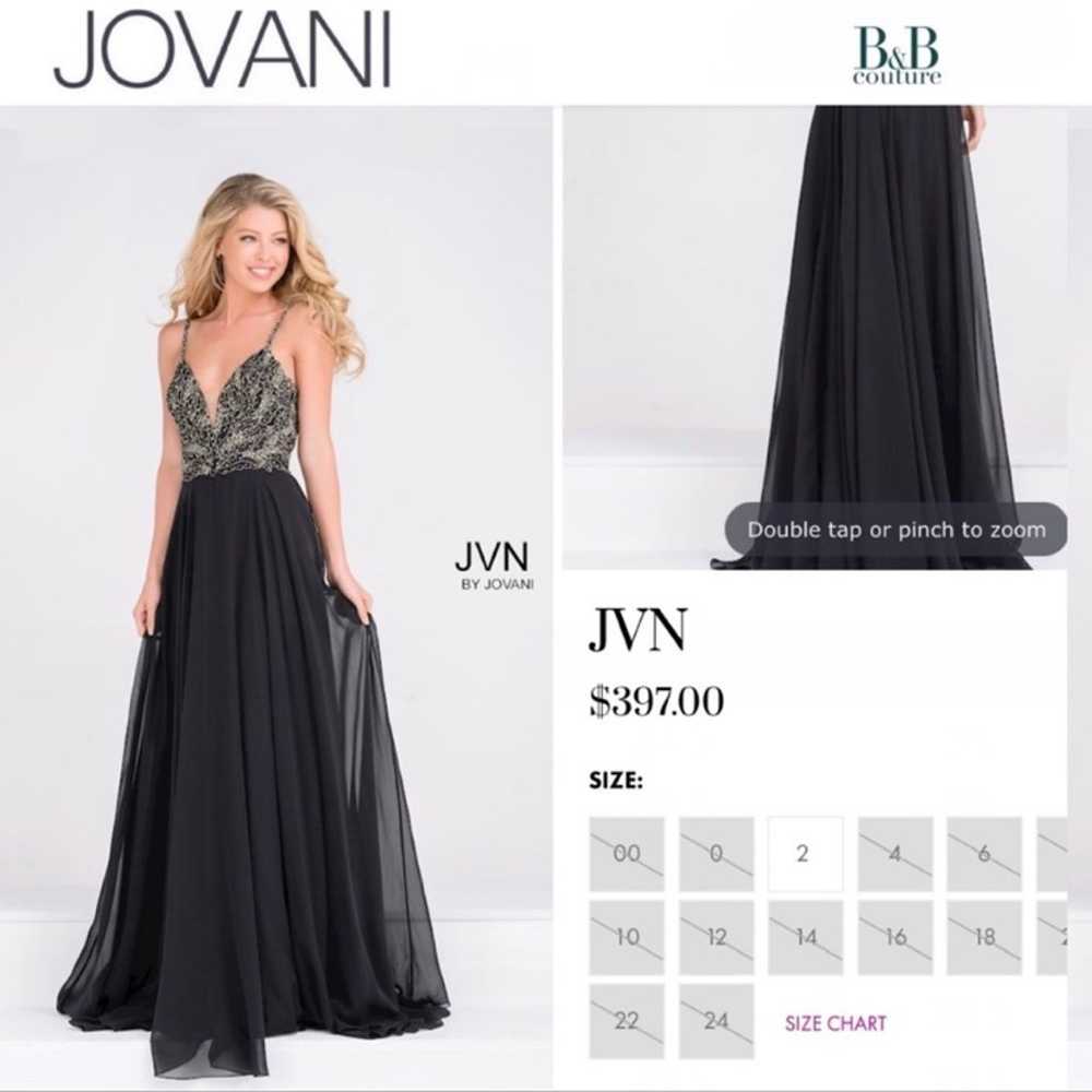 Jovani Black Chiffon Jeweled Lace Bodice Prom Gown - image 6