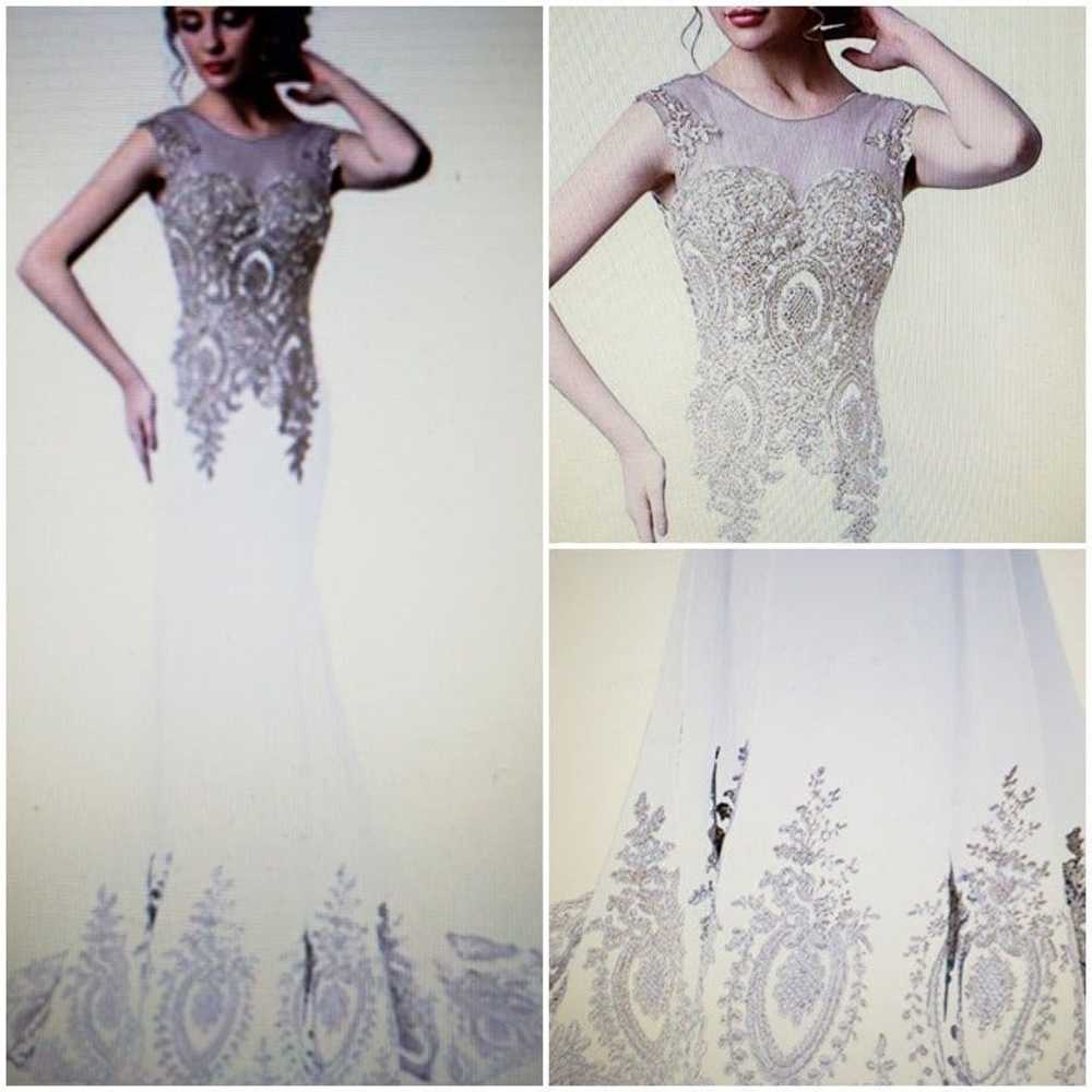 Size 2: Ivory Gold Appliques Mermaid Prom/Evening… - image 1