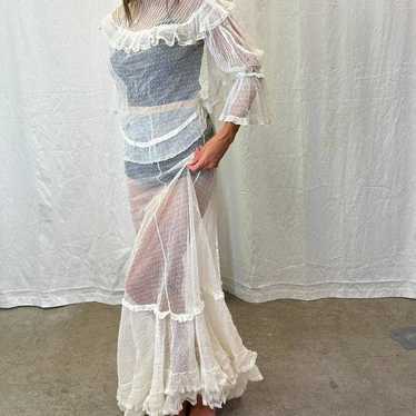 VTG lace mesh wedding dress set - image 1