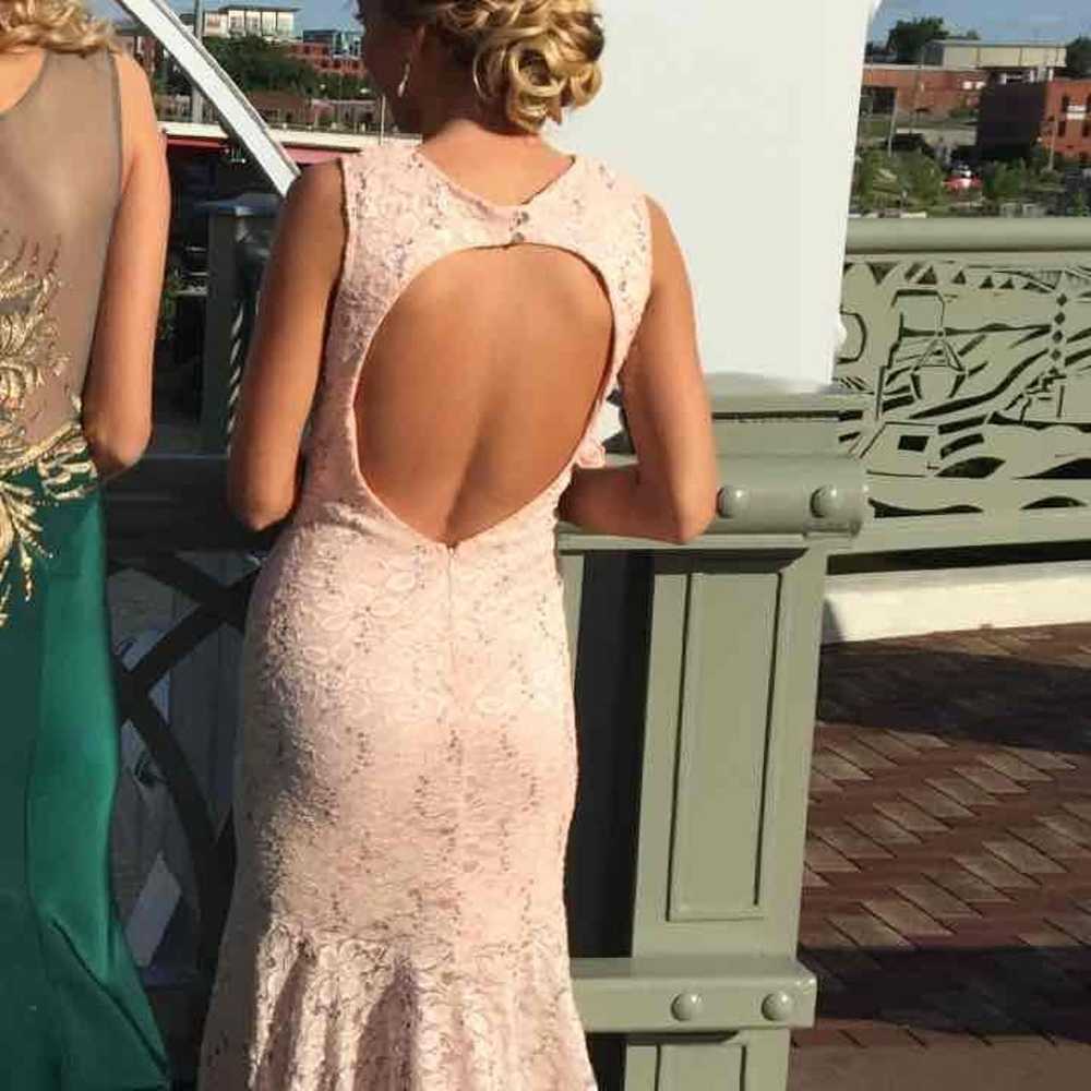 Light Pink Backless Sequence Prom Dress - image 2