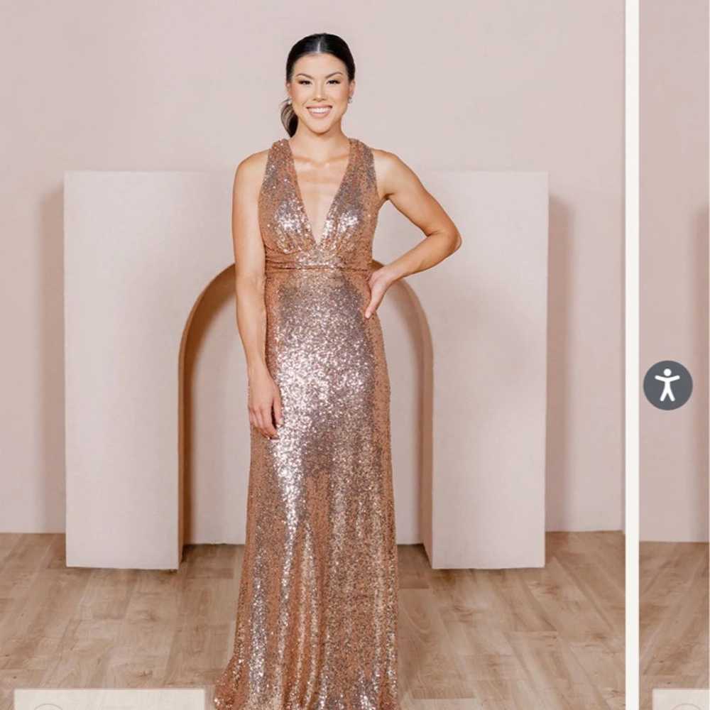 Revelry Dylan Sequin Bridesmaid Dress - Rose gold… - image 1