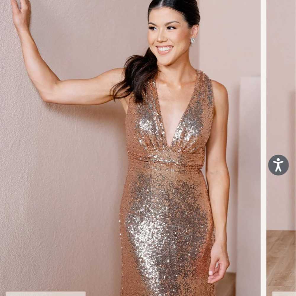 Revelry Dylan Sequin Bridesmaid Dress - Rose gold… - image 3