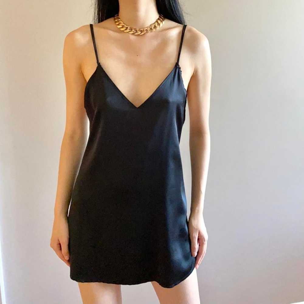 Authentic black silk mini slip dress - image 1