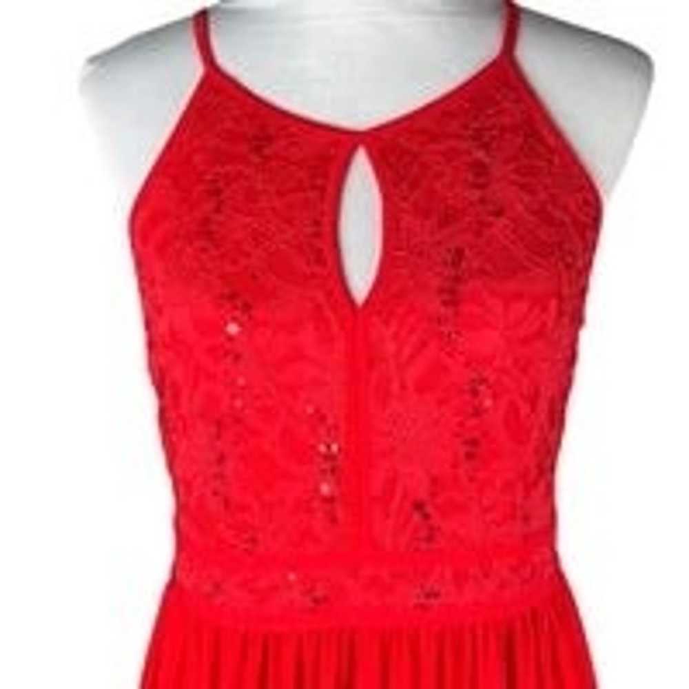 Lace Bodice Floor Length Dress Red Size Large - image 2