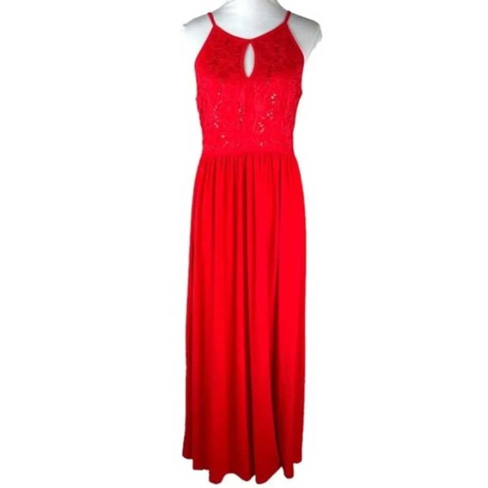 Lace Bodice Floor Length Dress Red Size Large - image 3