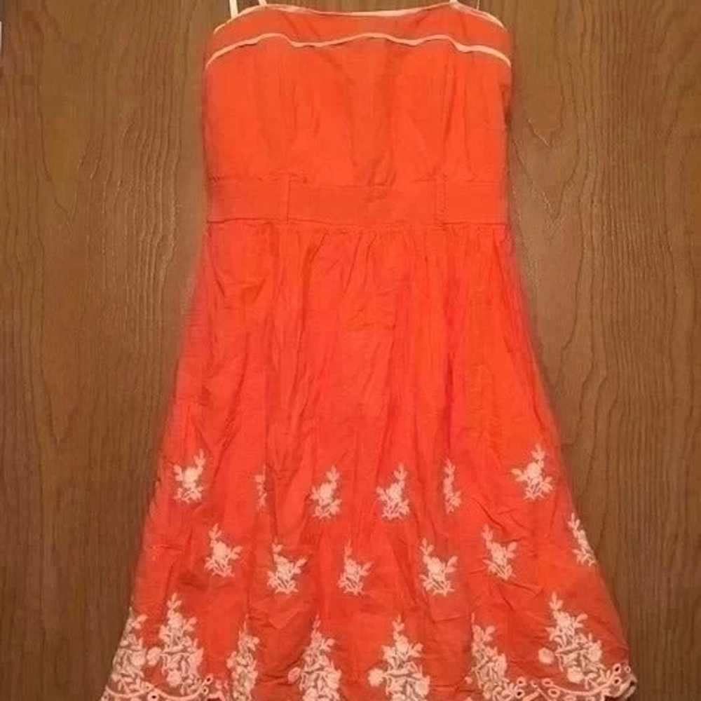 Bright orange strapless dress - image 1