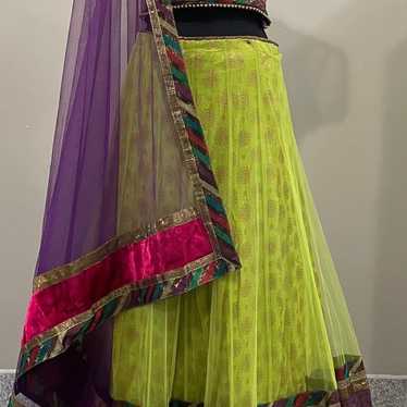 Beautiful lime and purple lehnga Choli