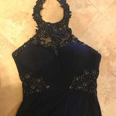 Long Navy Blue Prom Dress