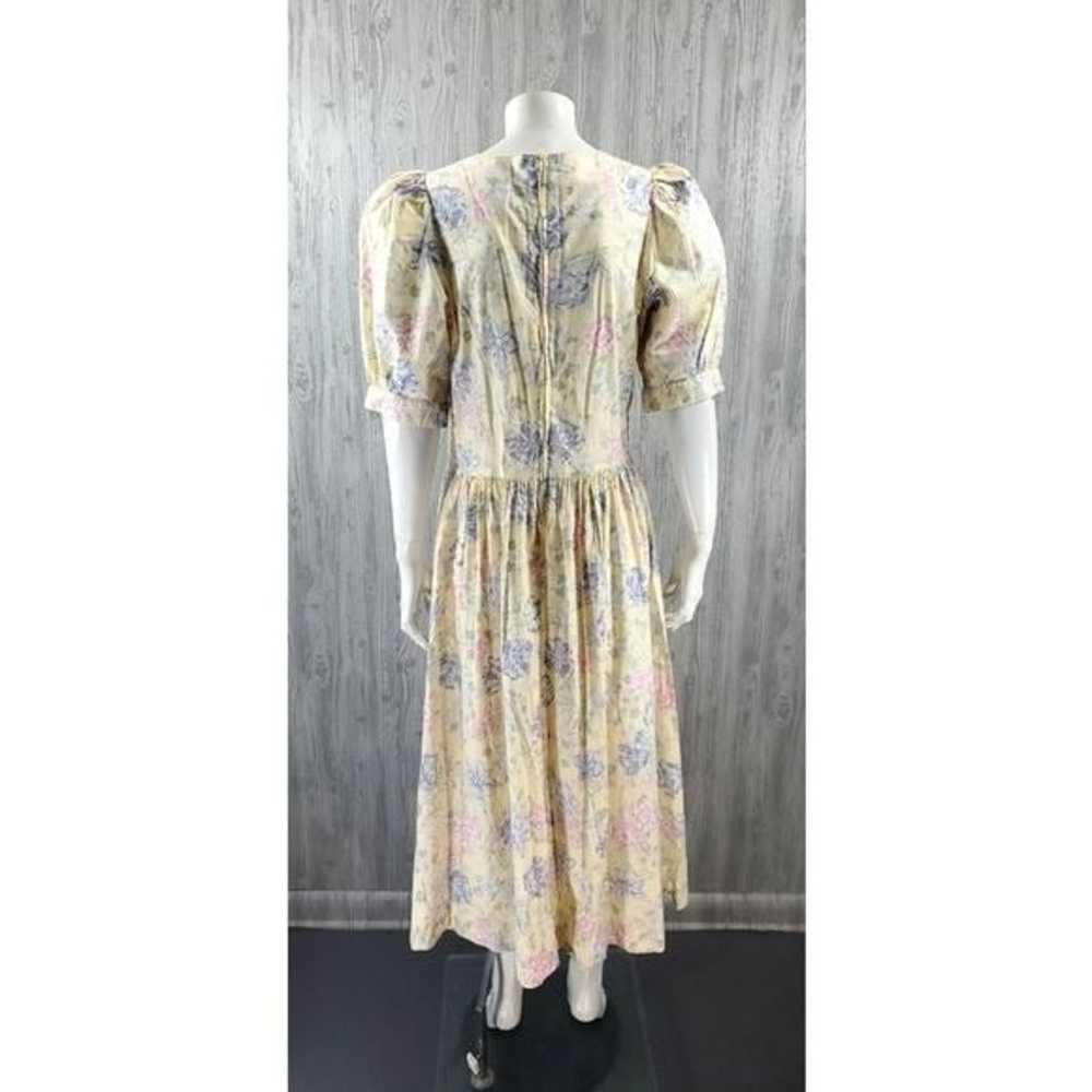 Vintage Laura Ashley Midi Dress Yellow Floral Puf… - image 7