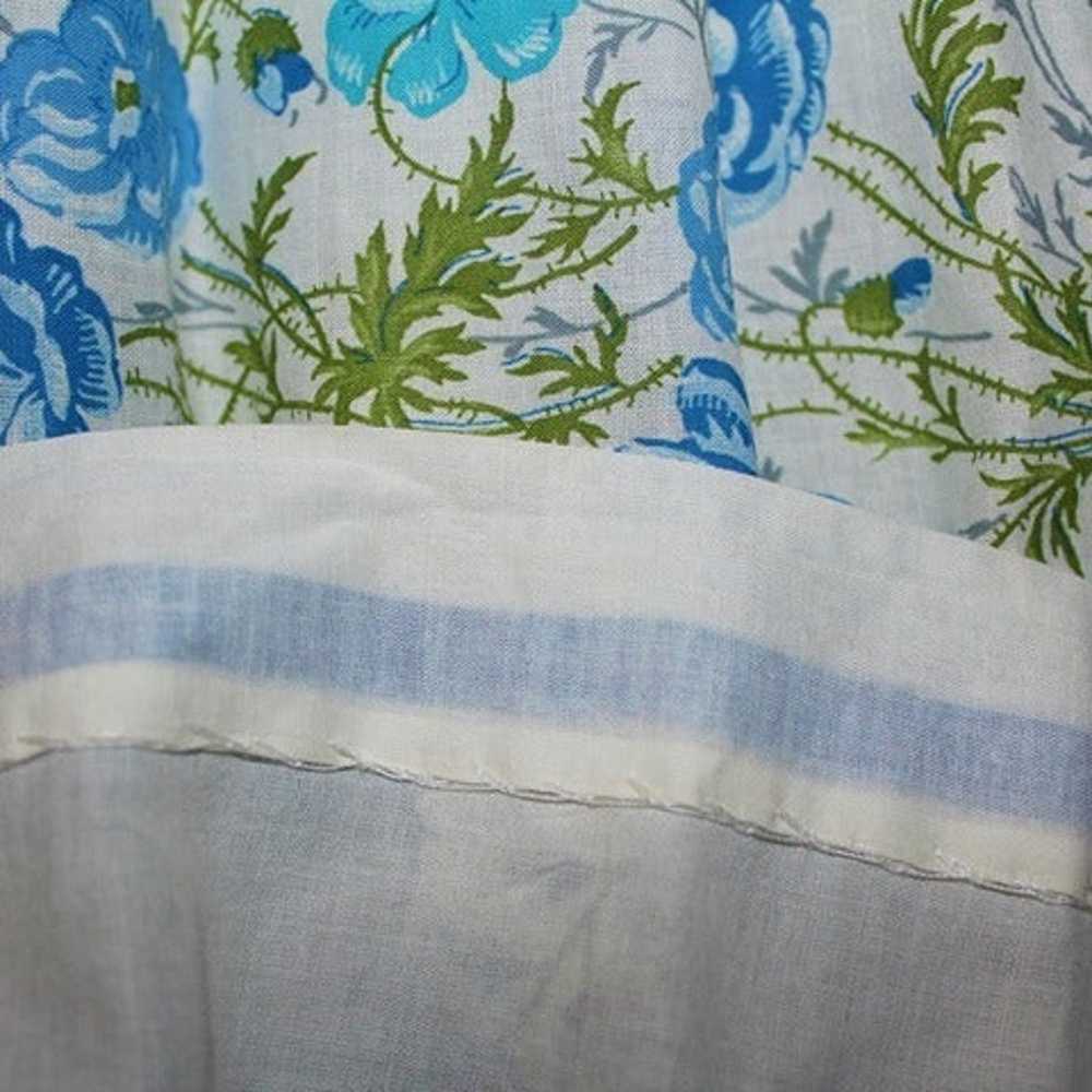 Vintage 50s Blue Floral Border Cotton Sun Day Dre… - image 6