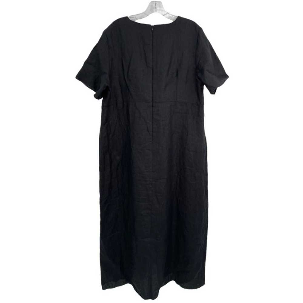 Marina Rinaldi Linen Dress Solid Black Short Slee… - image 9